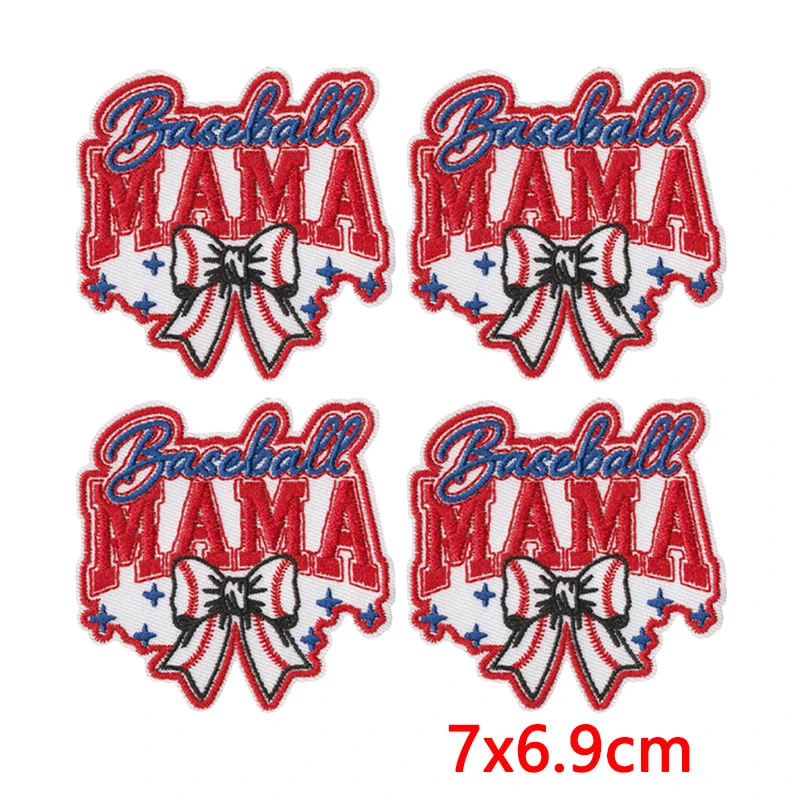 Parche termoadhesivo bordado béisbol con lazo y letras para mamá - imagen 3