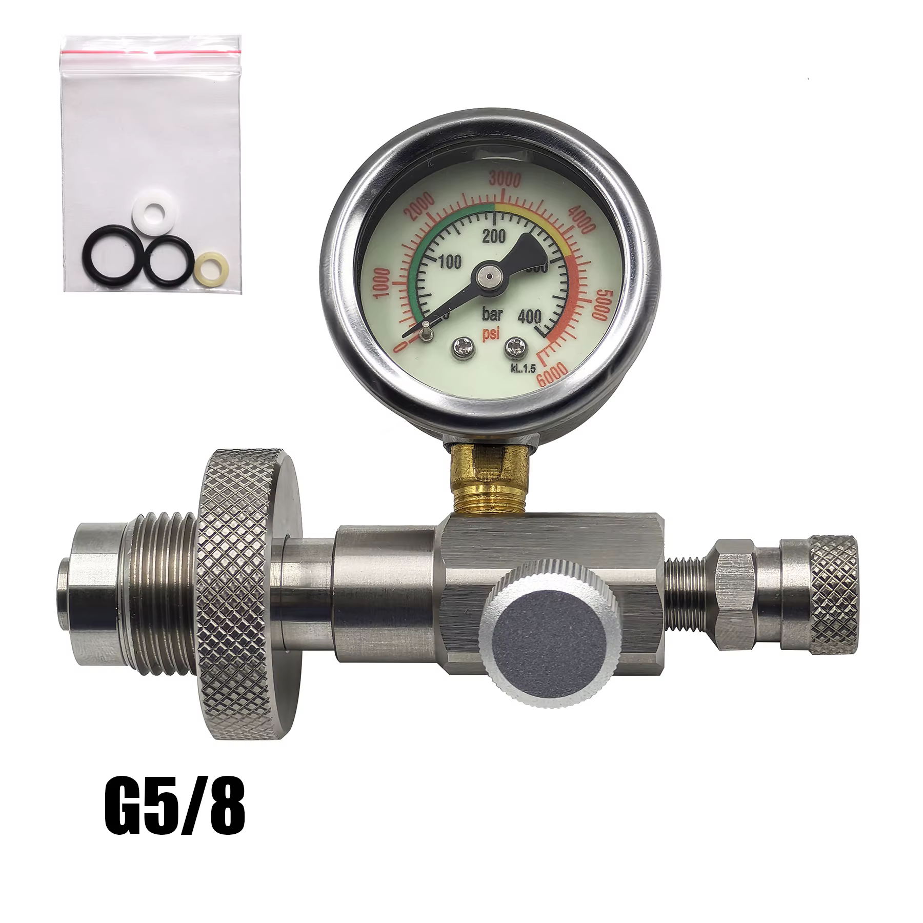 Adaptador de estación de llenado HPA DIN G5/8 – Acero inoxidable