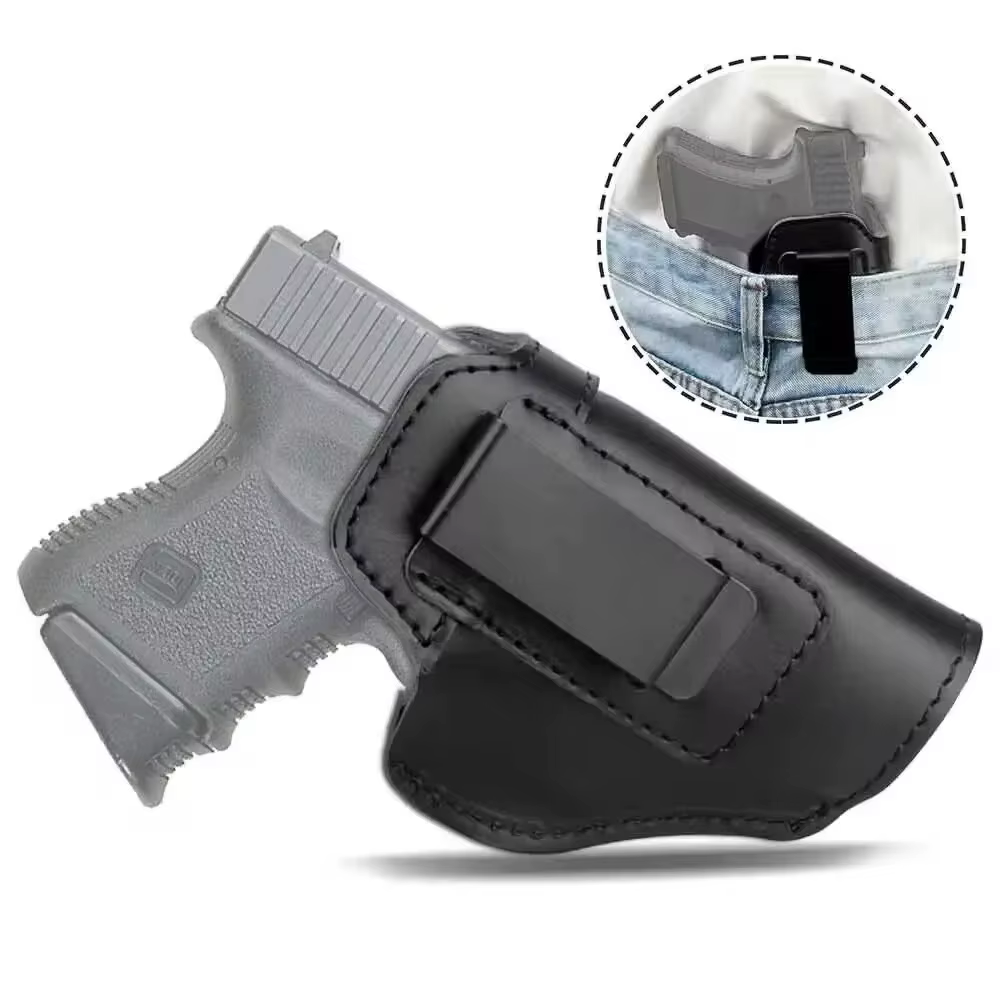 Funda cuero táctica ambidiestra IWB Glock Sig 9mm airsoft caza - imagen 2