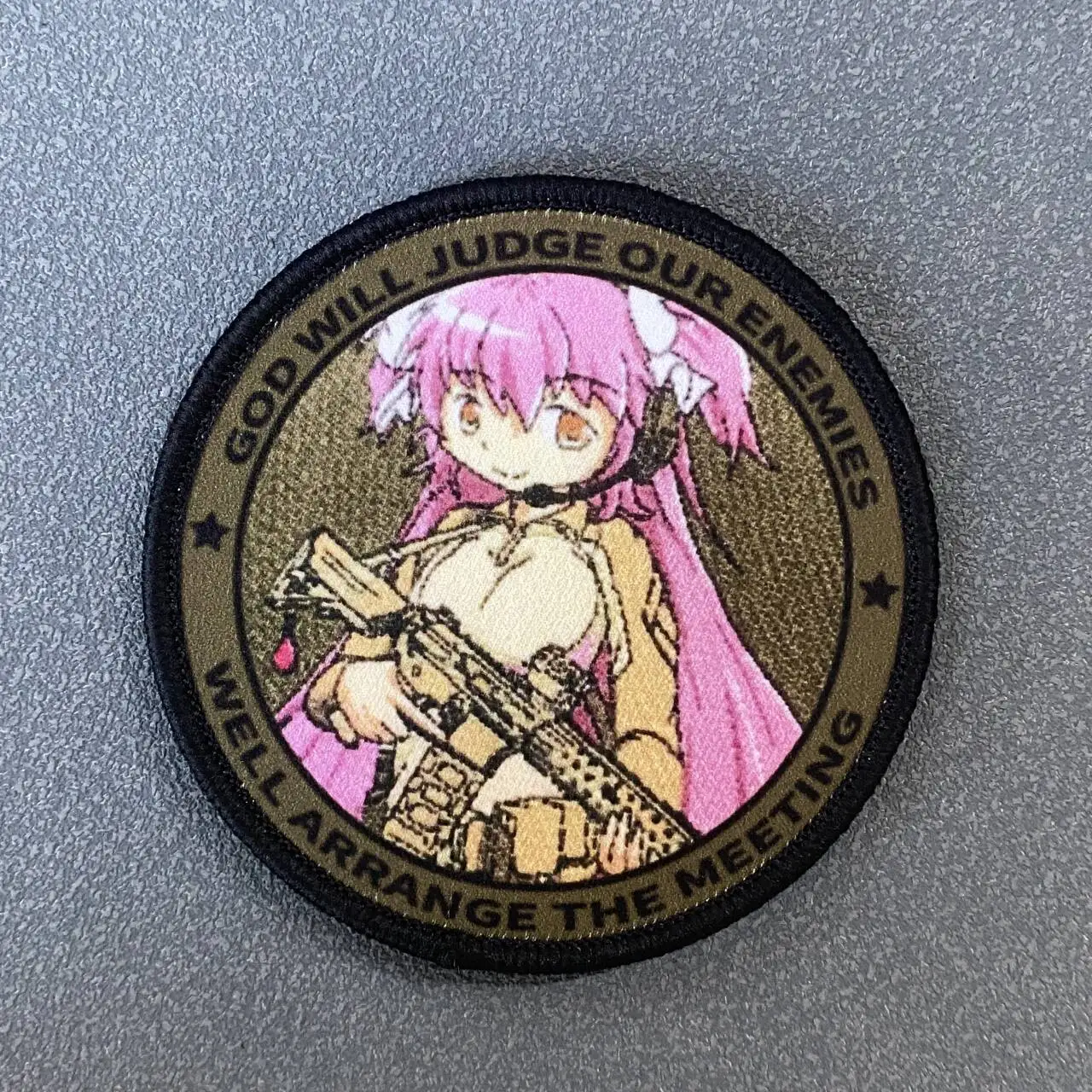 Parche táctico anime chica estampado militar con velcro - imagen 3
