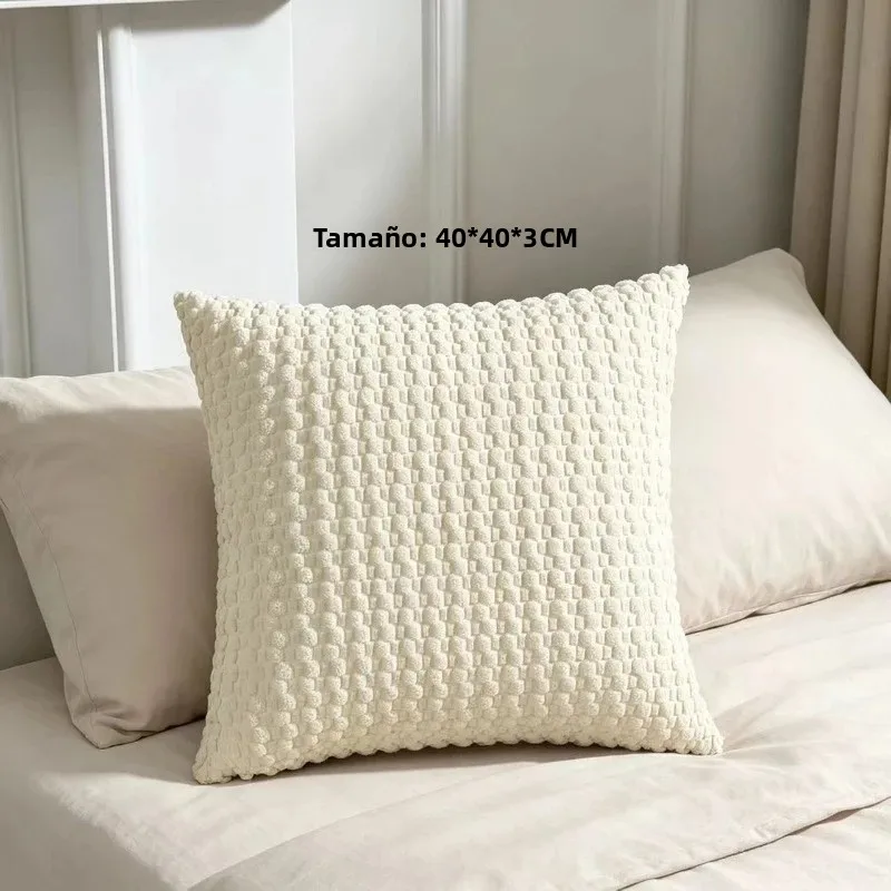 Funda cojín decorativa de pana con diseño 3D burbujas - imagen 3