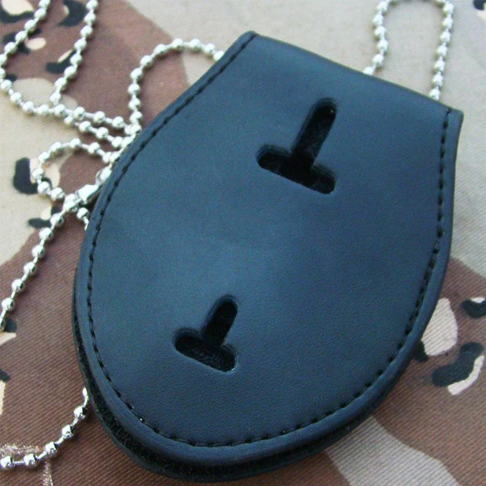 Portatarjetas táctico cuero negro con clip de cinturón