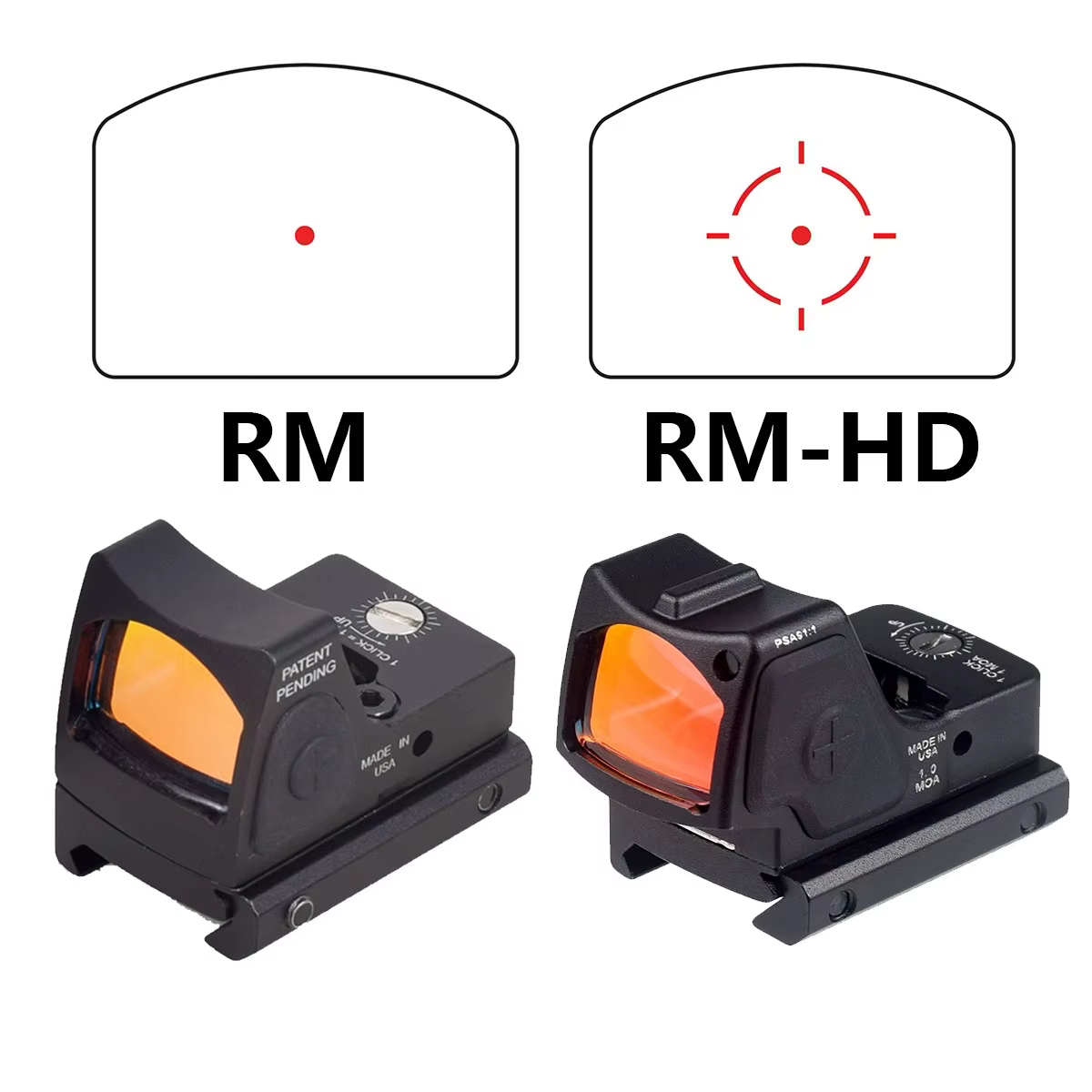 RM-HD Mira de Punto Rojo G17 Airsoft con riel Picatinny 20mm