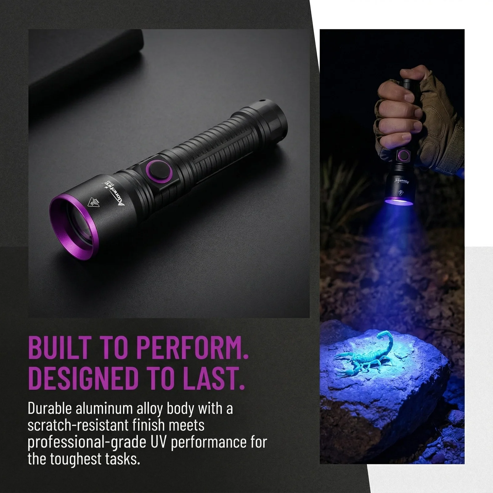 Alonefire Linterna UV luz negra recargable USB para manchas y hongos