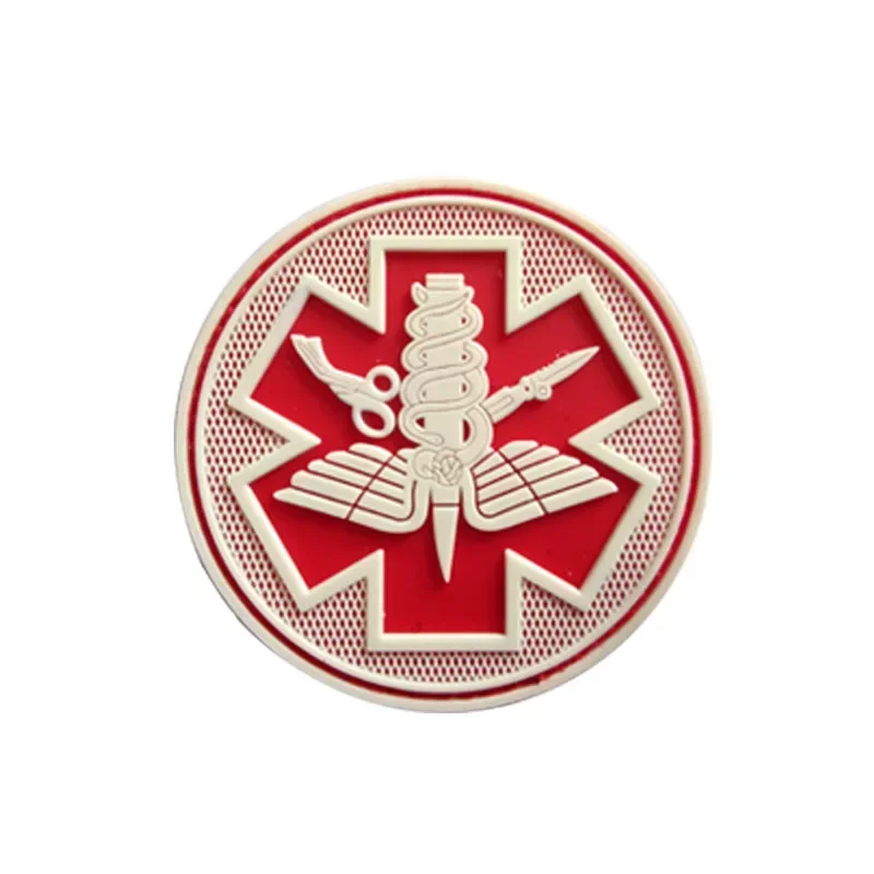 Parche táctico médico calavera PVC 3D con caduceo - imagen 3