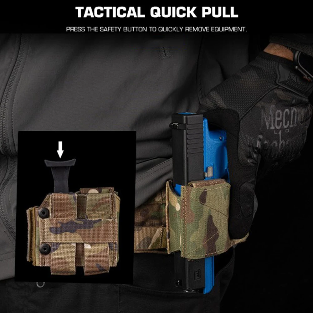 Funda táctica MOLLE zurdo para pistola Airsoft con liberación rápida - imagen 3