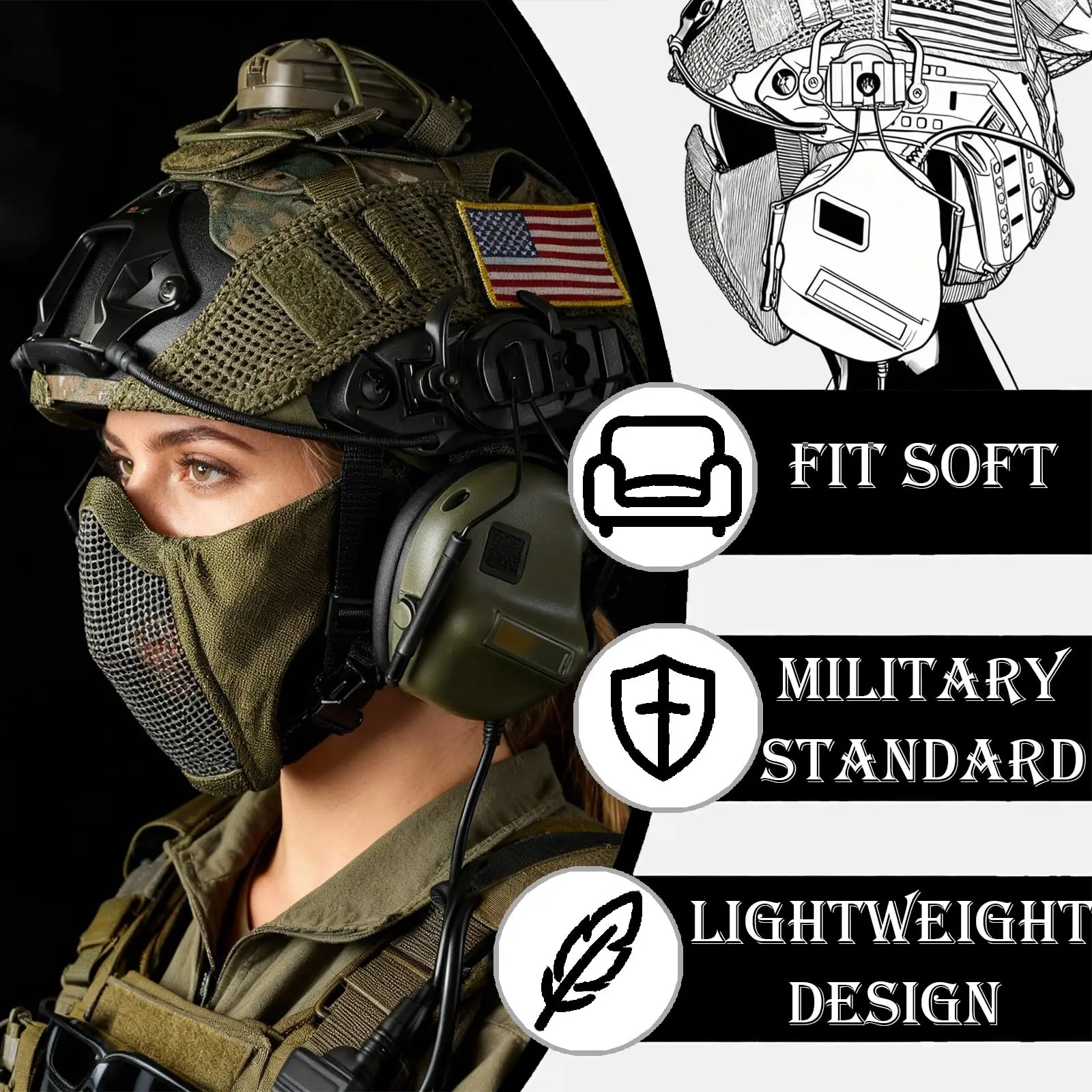 Casco táctico FAST Airsoft con malla de acero para paintball