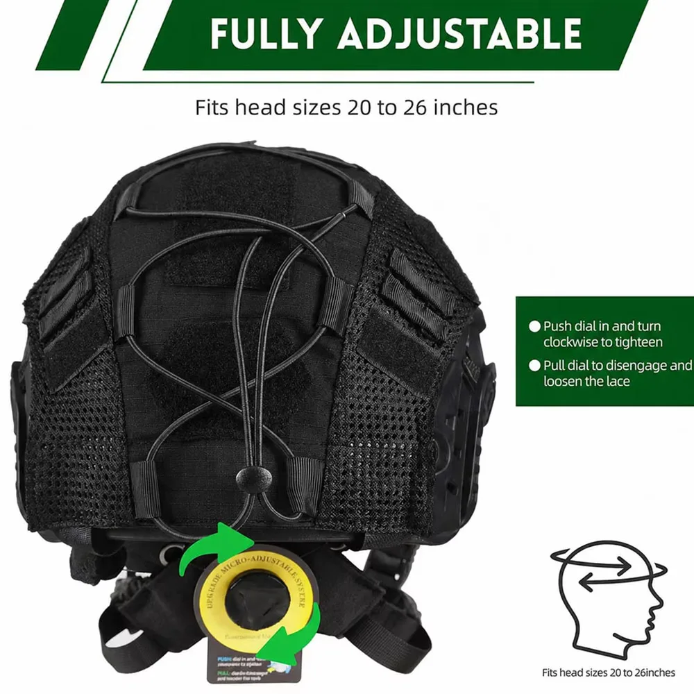 FAST Casco táctico ajustable con funda y bolsa de contrapeso