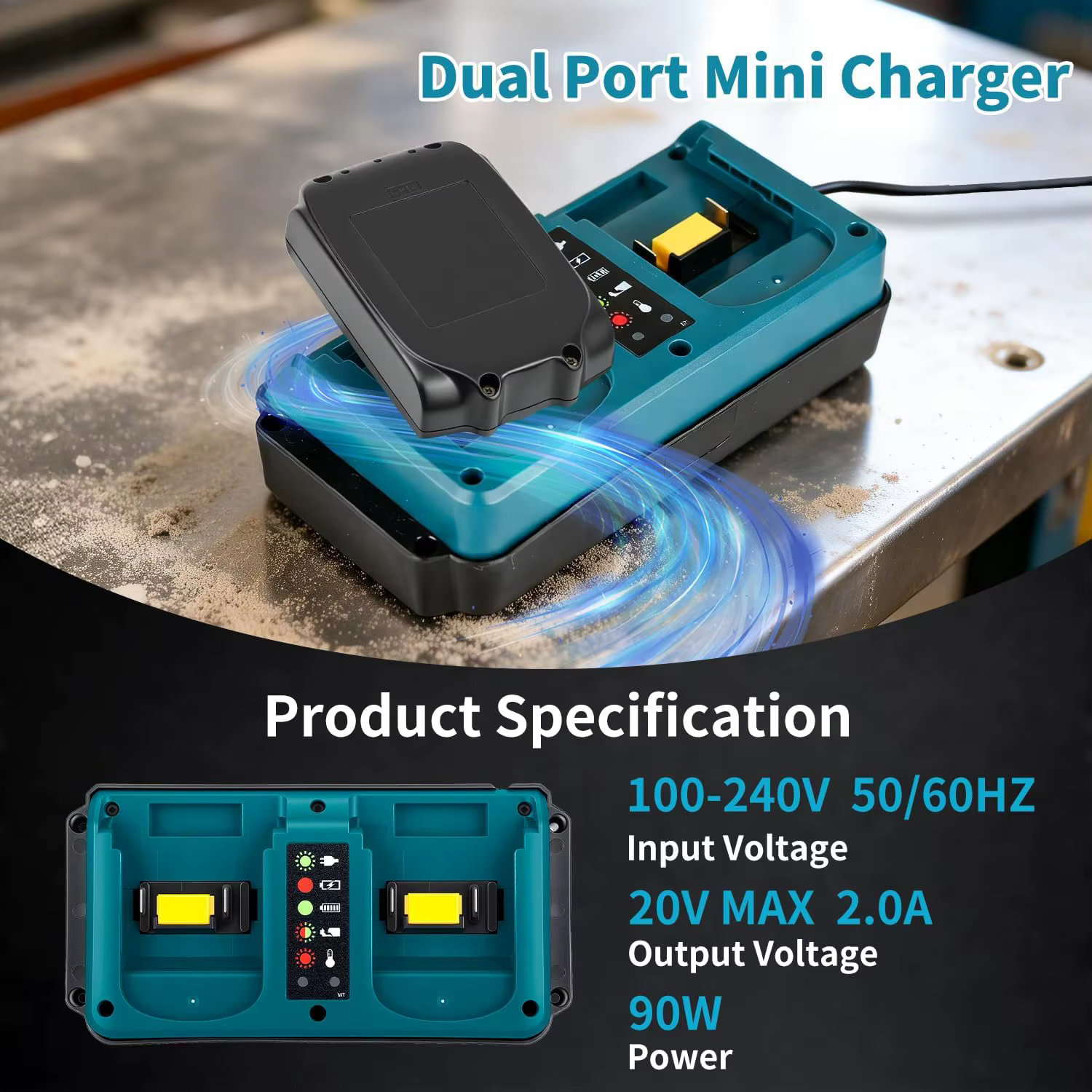 Makita cargador rápido estación de carga compatible LXT Li-Ion - imagen 3