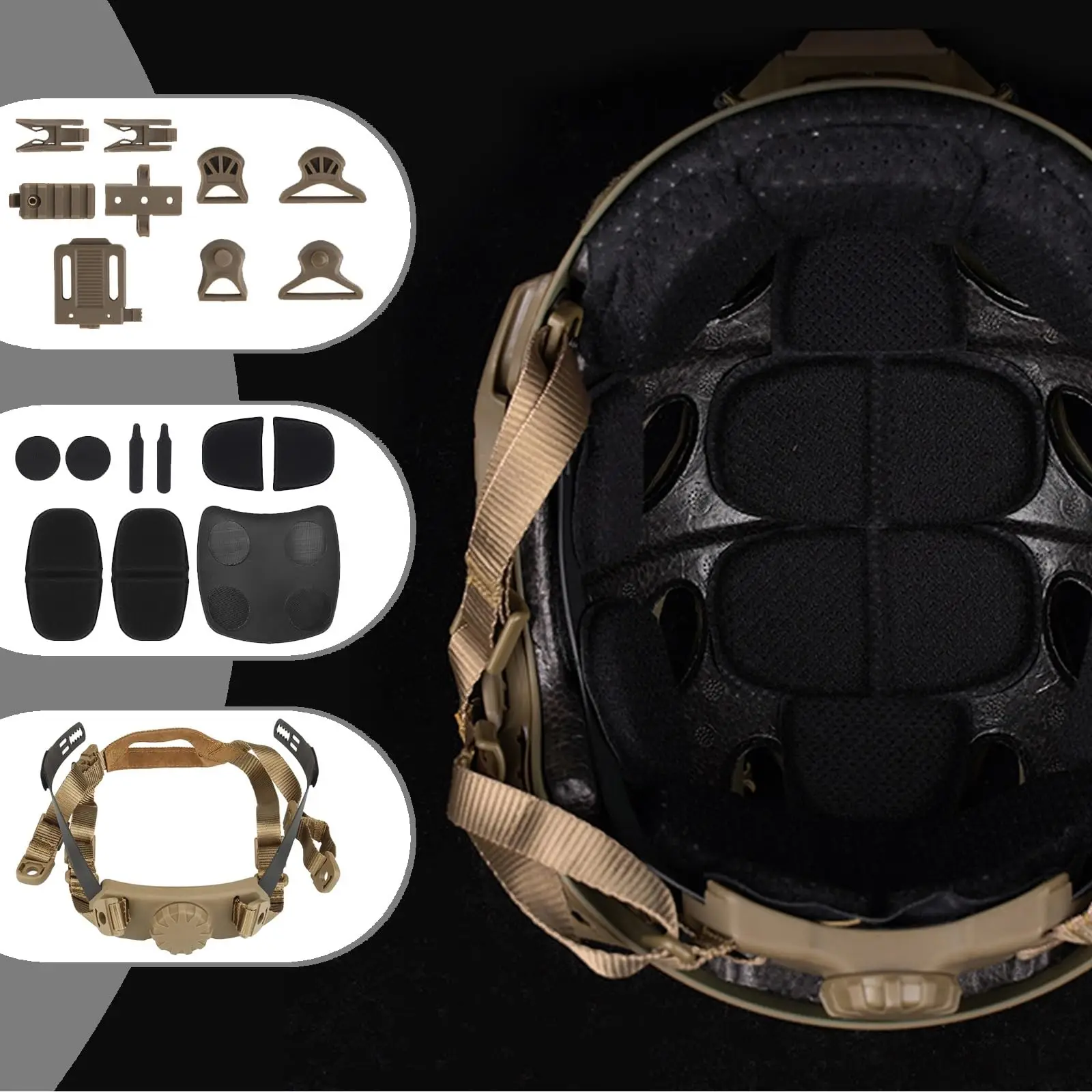 Casco táctico NVG para airsoft y paintball con auriculares y luces - imagen 5