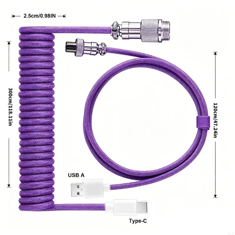 Cable de teclado mecánico con conectores metálicos desmontables