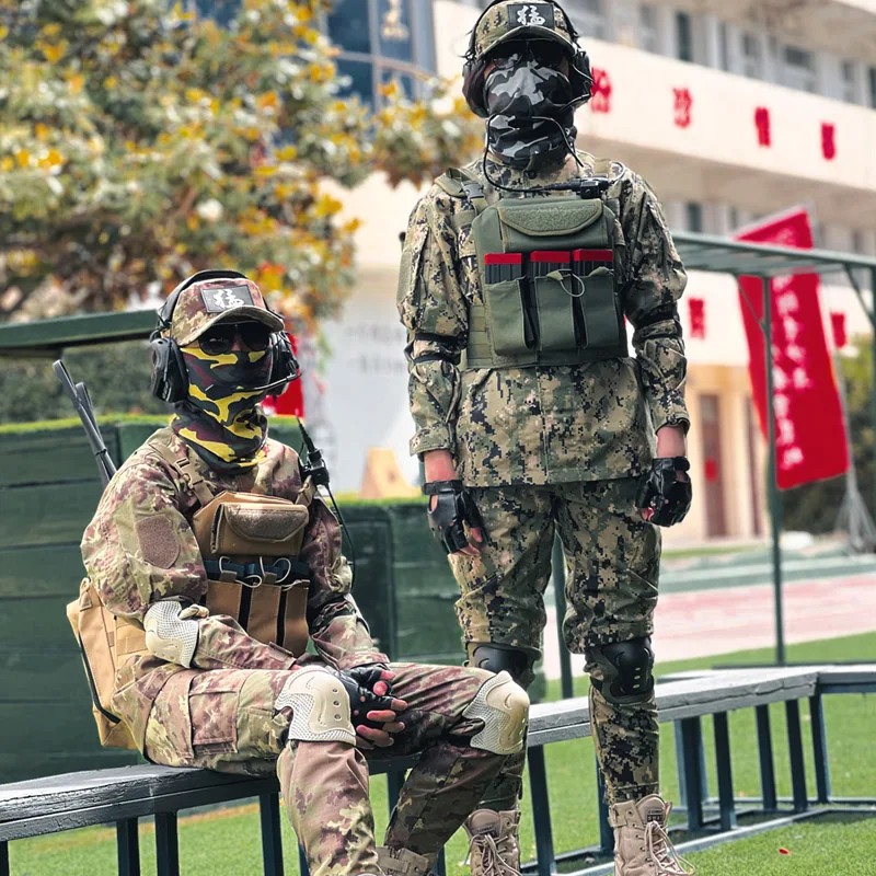 Uniforme camuflaje táctico infantil completo con chaleco y cinturón - imagen 5