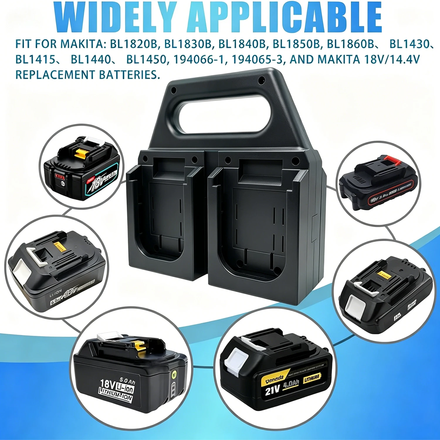 Makita soporte almacenamiento baterías litio 14,4/18 V BL1450 BL1840 - imagen 3