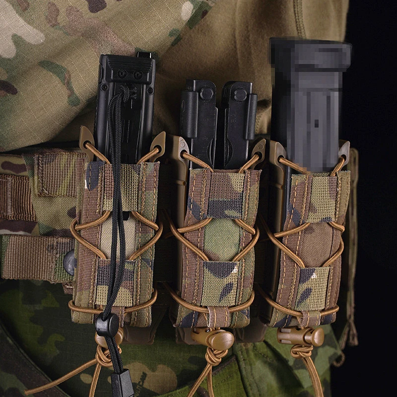 Funda táctica MOLLE para cargadores de pistola con soporte linterna - imagen 5
