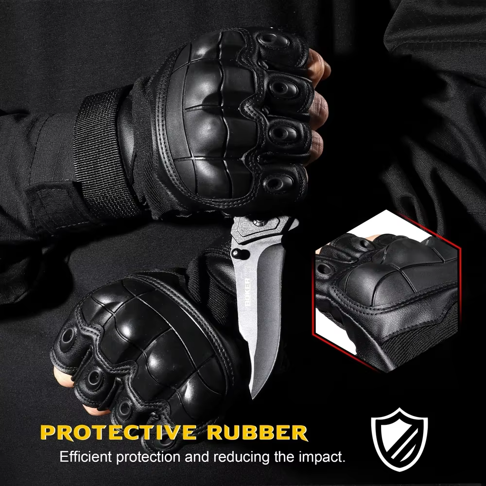 Guantes tácticos medio dedo antideslizantes PU – Caza y outdoor - imagen 2