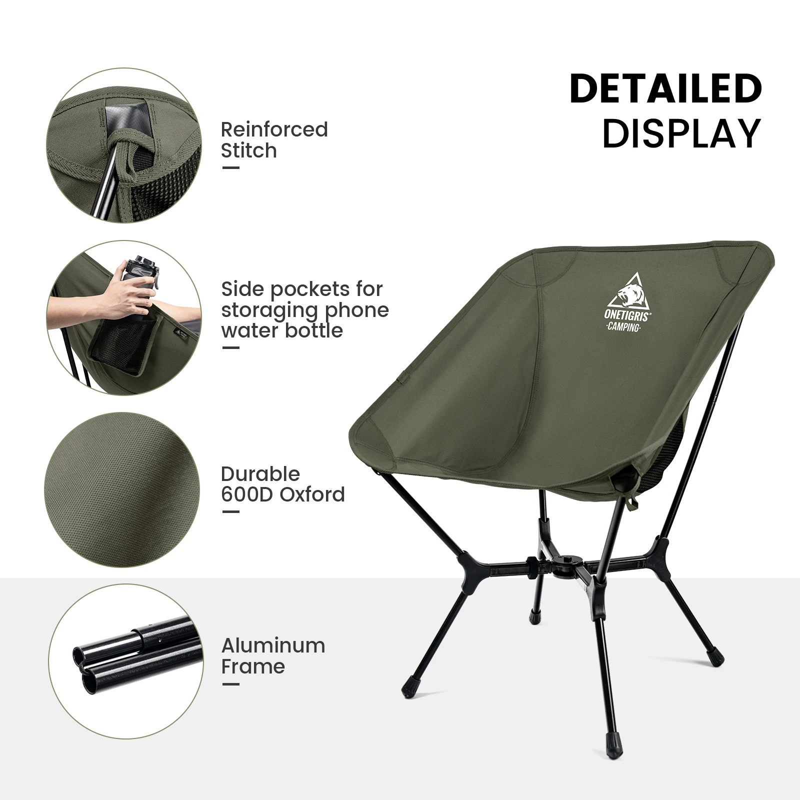 OneTigris OasisFlex silla plegable ultraligera para camping y picnic - imagen 5