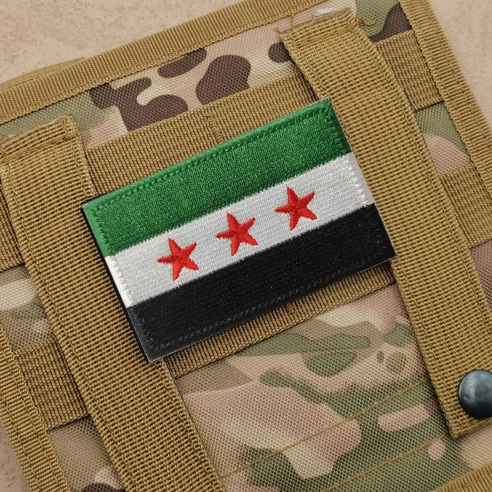 Parche bordado táctico bandera Siria – gancho y bucle - imagen 5