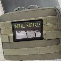 Parche táctico moral Ctrl+Alt+Del – Bordado con velcro para mochilas