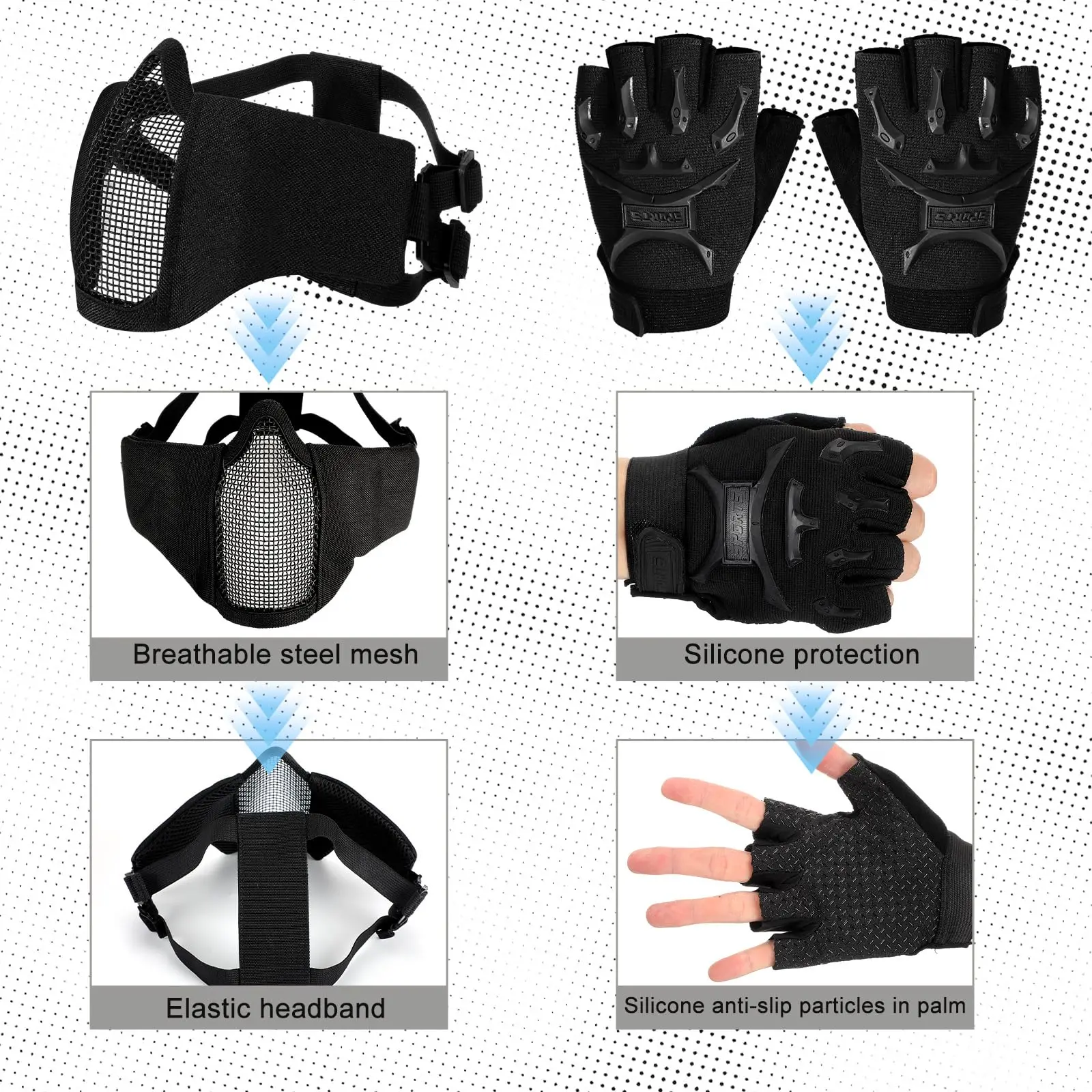 Chaleco táctico infantil Airsoft con casco, guantes y máscara CS - imagen 4