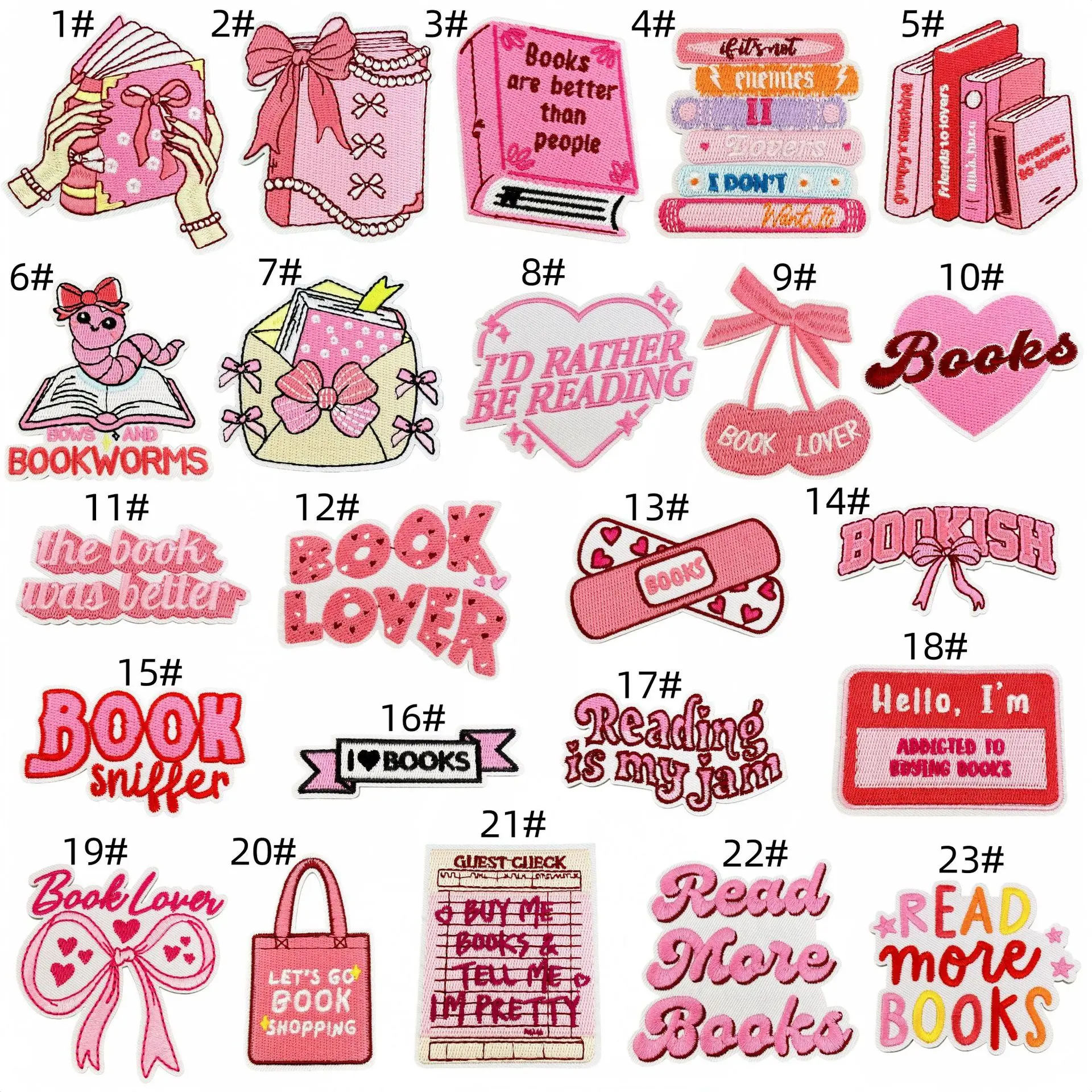 Parches bordados Pink Books
