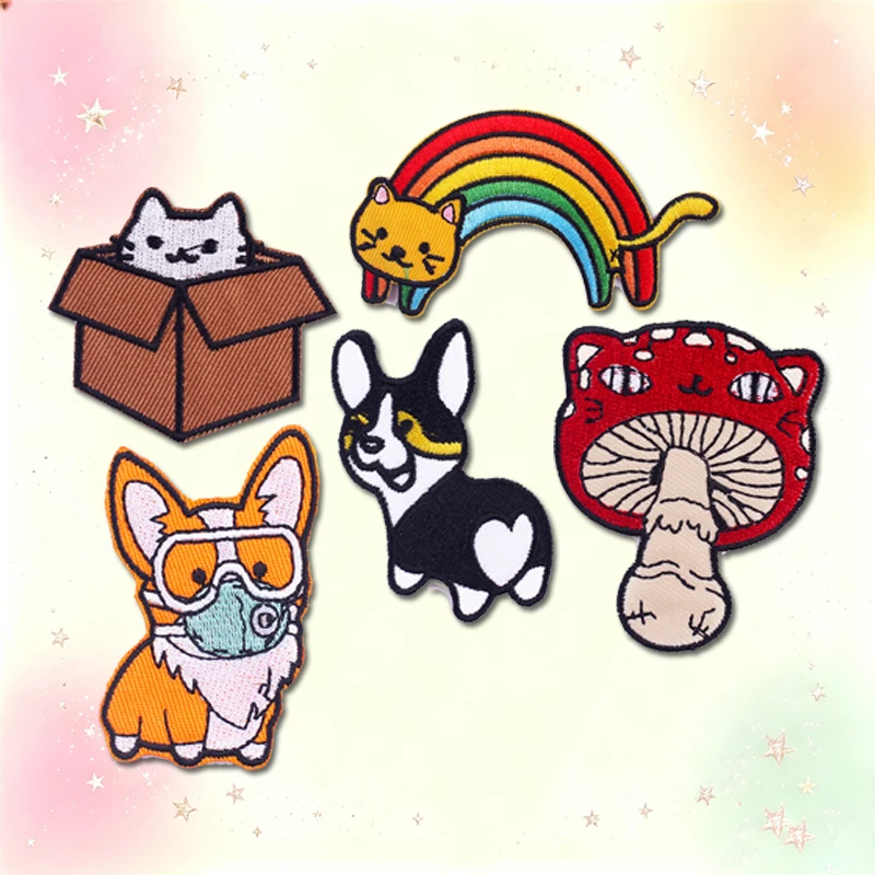Parches bordados en diseño animal y llama