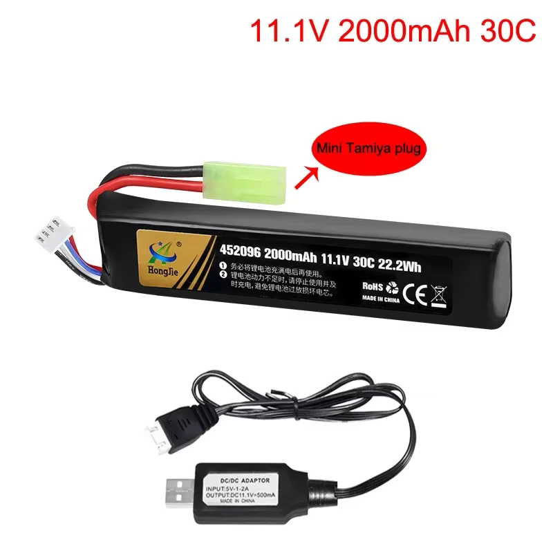 Batería LiPo airsoft recargable con conector Mini Tamiya y JST XH - imagen 2