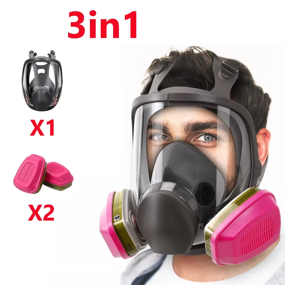 Máscara de gas antivaho reutilizable con filtros de carbón para pintura - imagen 3
