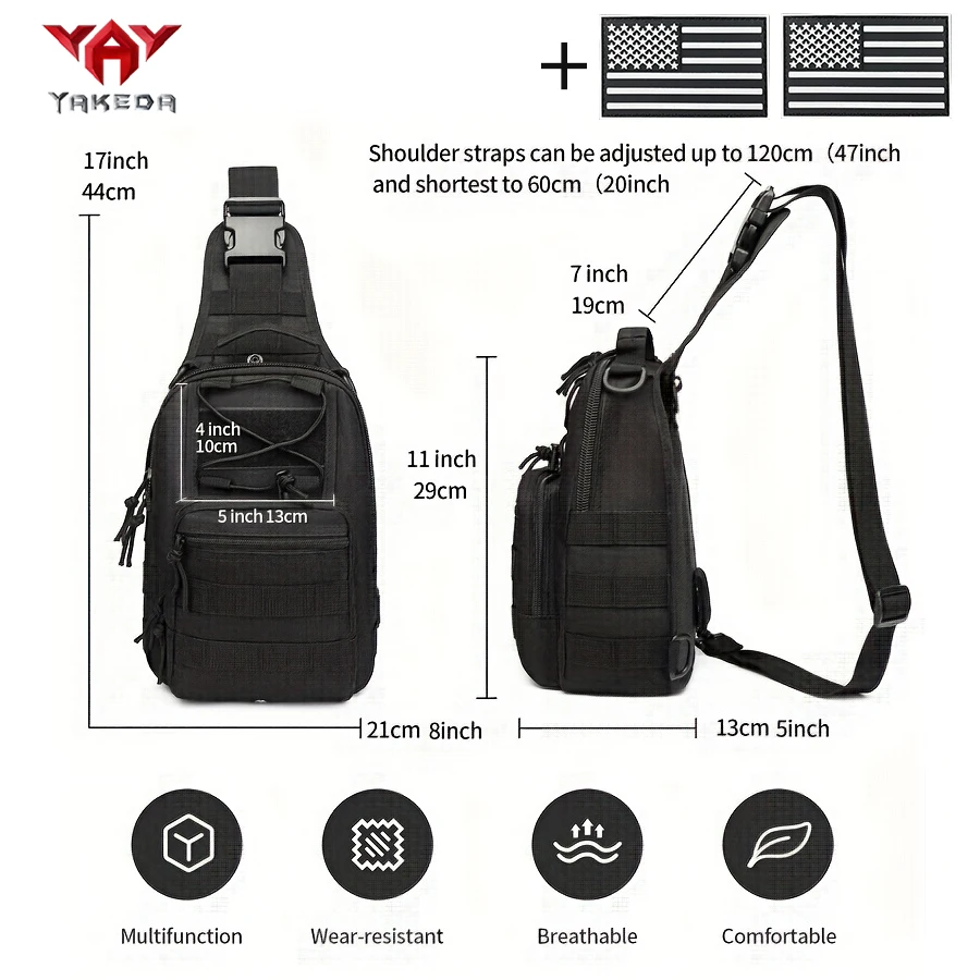 Bolsa táctica bandolera YAKED multiusos para pecho aire libre urbano - imagen 3