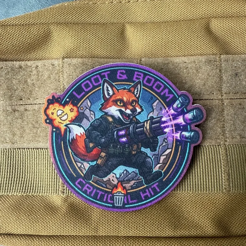 Parche táctico Critical Hit Fox con velcro para mochila y chaleco