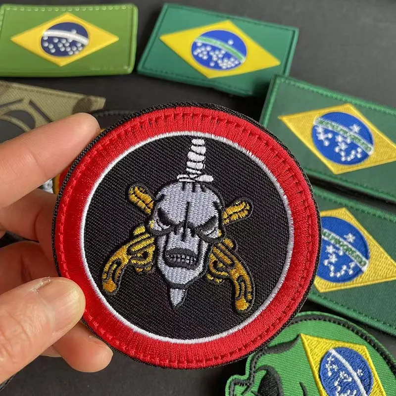Parche bordado táctico BOPE con bandera de Brasil – mochila y uniforme - imagen 4