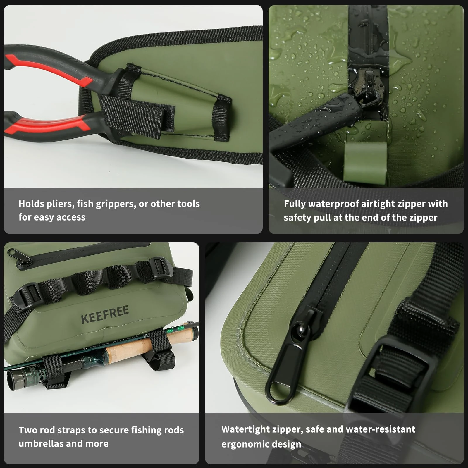 Riñonera impermeable táctica para pesca compacta con cierre hermético - imagen 2