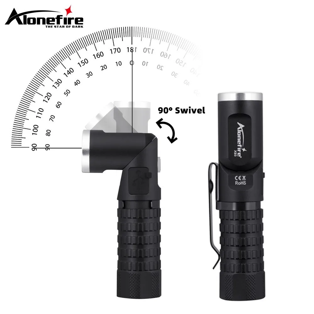 Linterna LED P8 magnética cabezal giratorio 90° táctica EDC