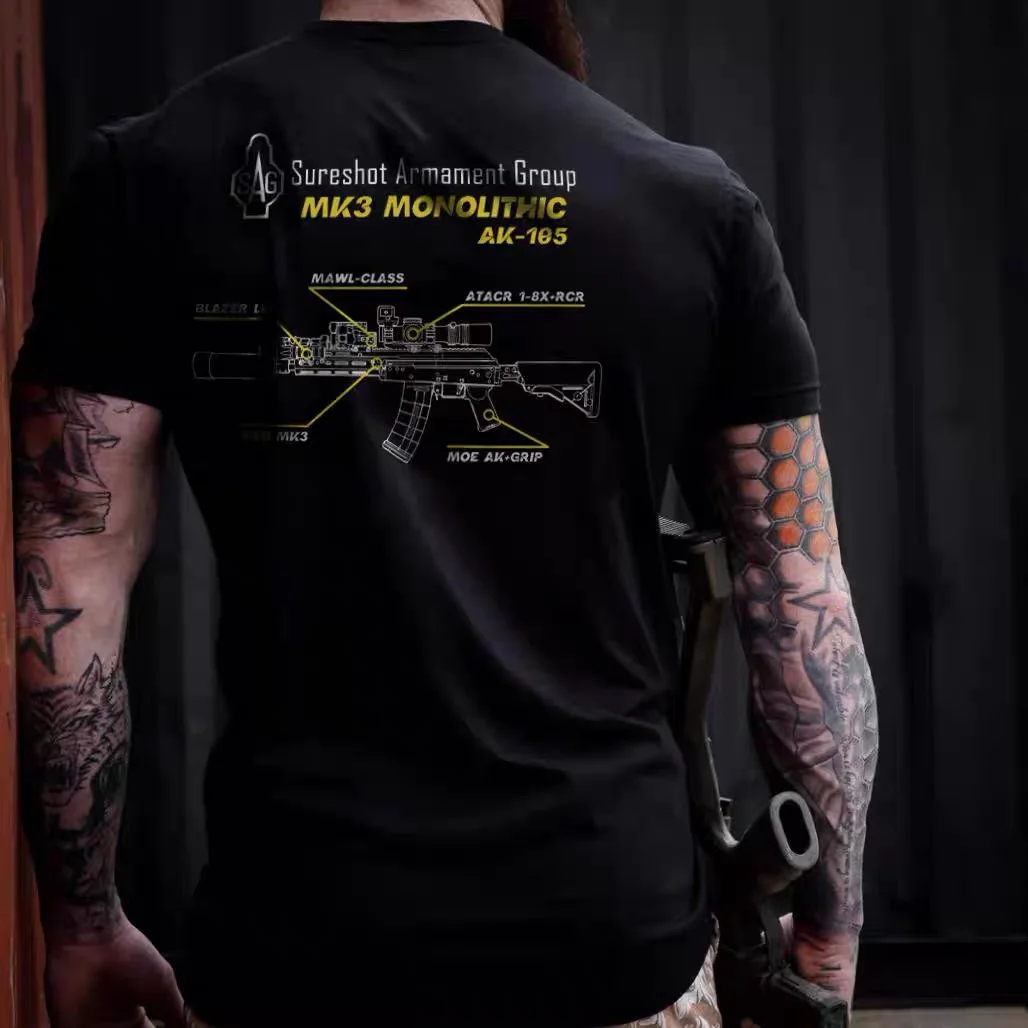 Camiseta táctica de algodón de manga corta con estampado militar - imagen 4