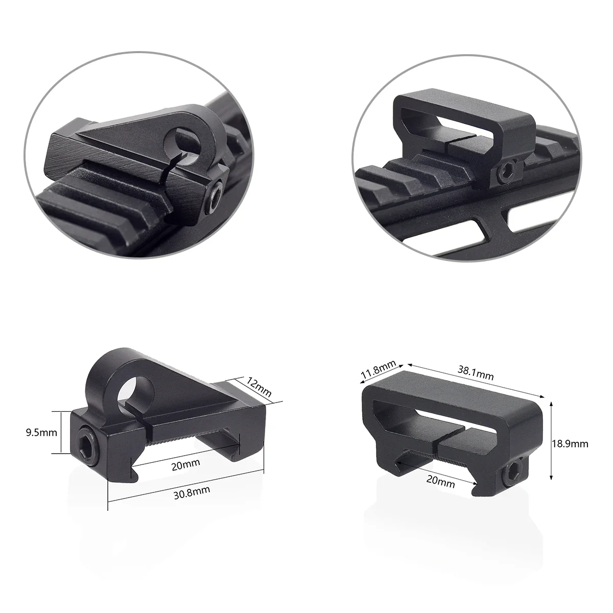 Adaptador giratorio eslinga táctica para riel Picatinny–Pistola rifle