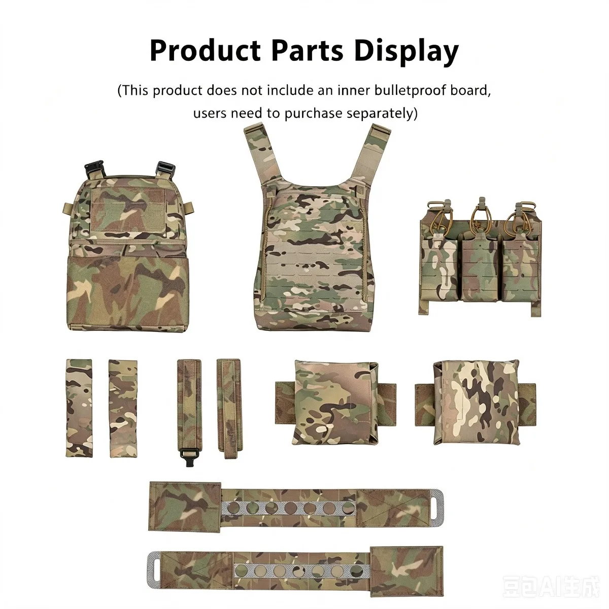 Ferro V5 Chaleco táctico MOLLE FCPC con bolsa triple para cargadores