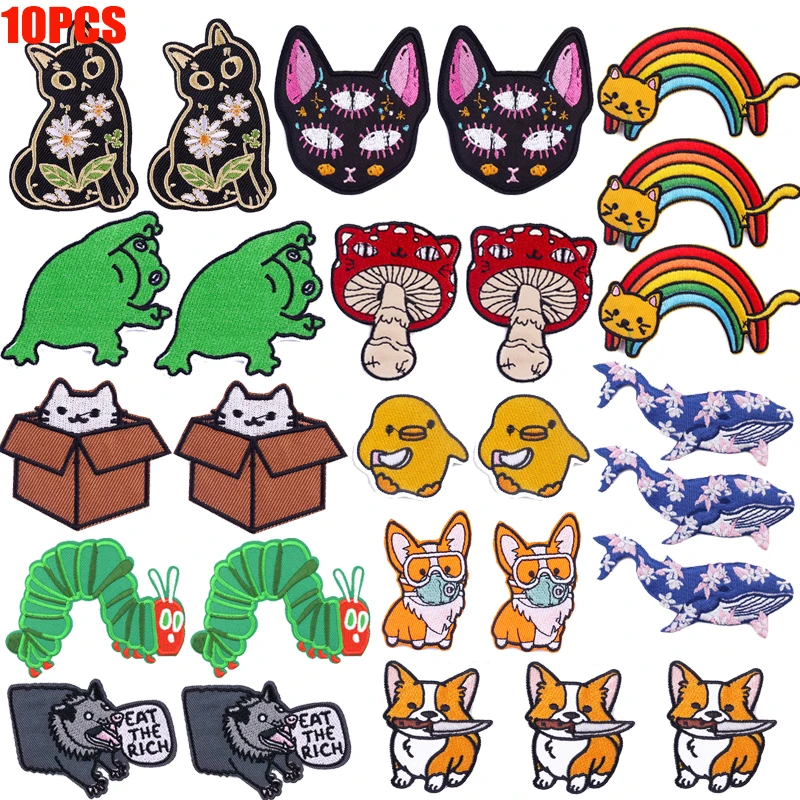 Set de 10 parches bordados de animales