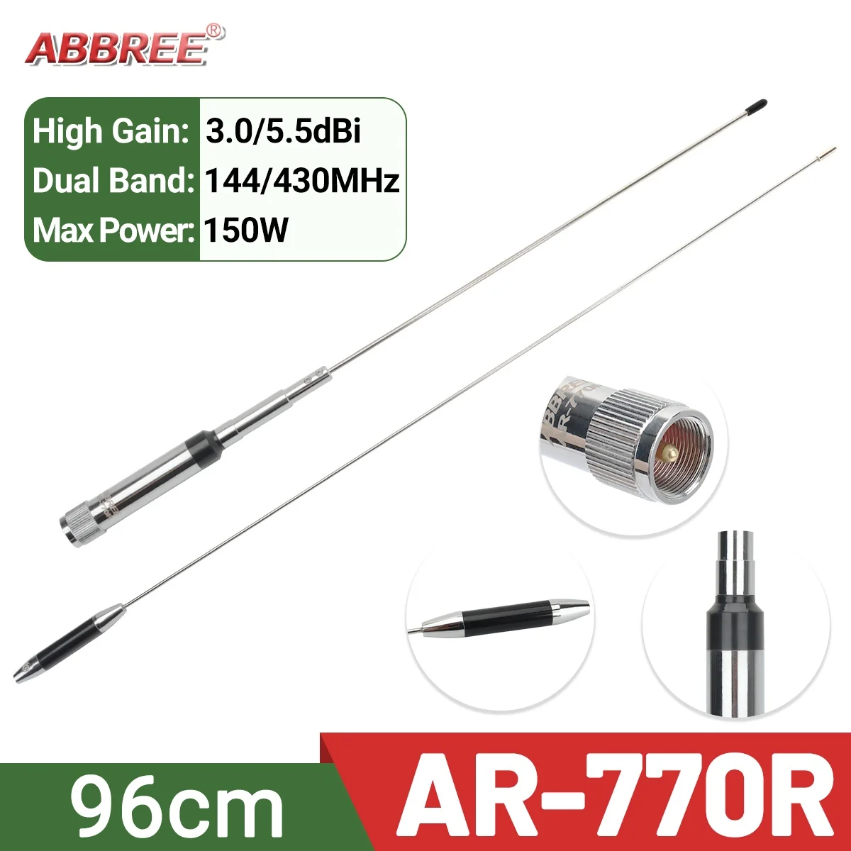 ABBREE AR-770R antena doble banda 144/430MHz para radioaficionado - imagen 2
