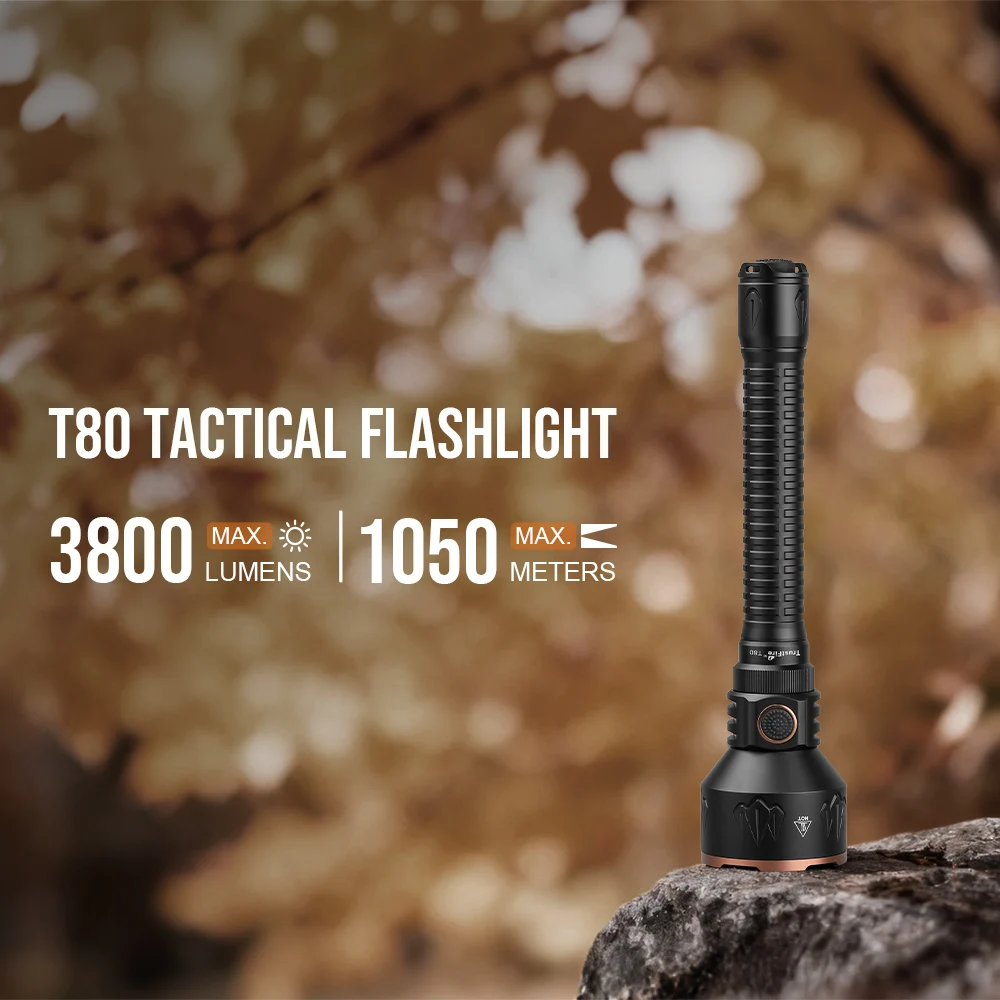 Trustfire T80 linterna táctica LED recargable USB-C largo alcance