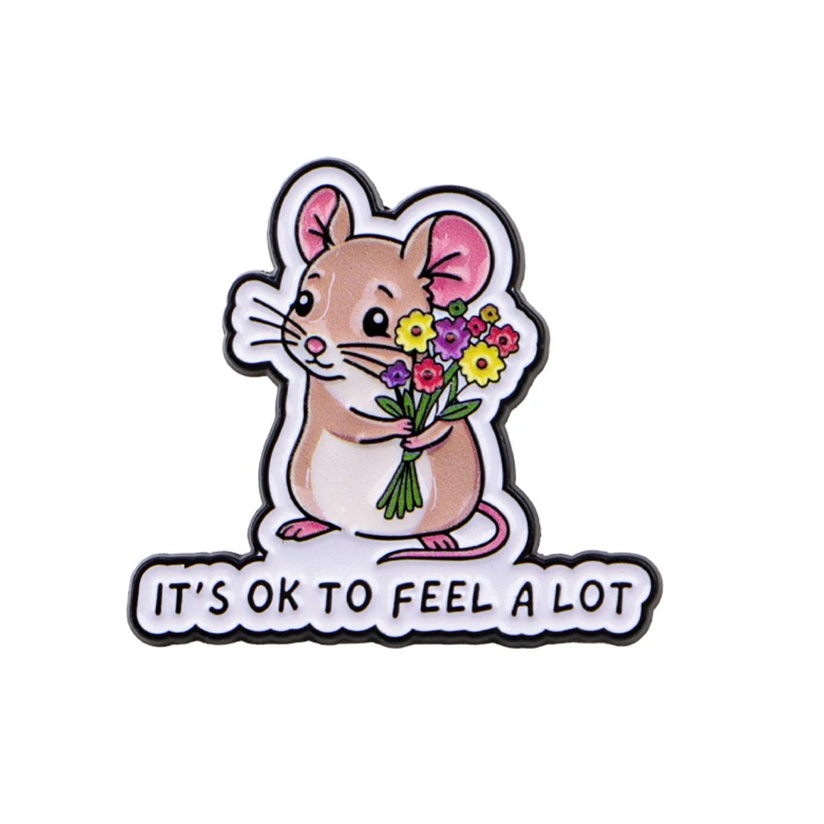 Pin de esmalte de ratón lindo sobre broche
