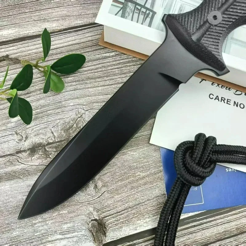 Cuchillo recto táctico EDC hoja Cr D2 mango G10 bushcraft aire libre - imagen 3