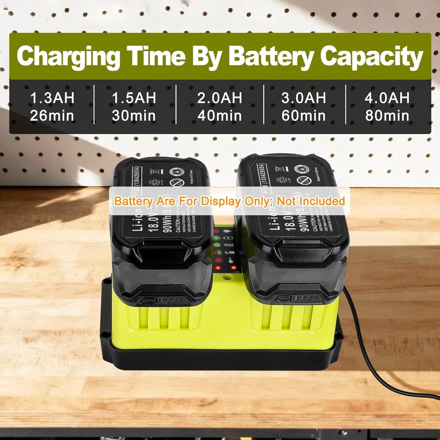 Cargador rápido Ryobi 18V para herramientas; batería no incluida - imagen 4