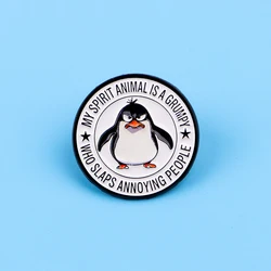 Pin esmaltado de solapa con pingüino para mujer, broche de metal