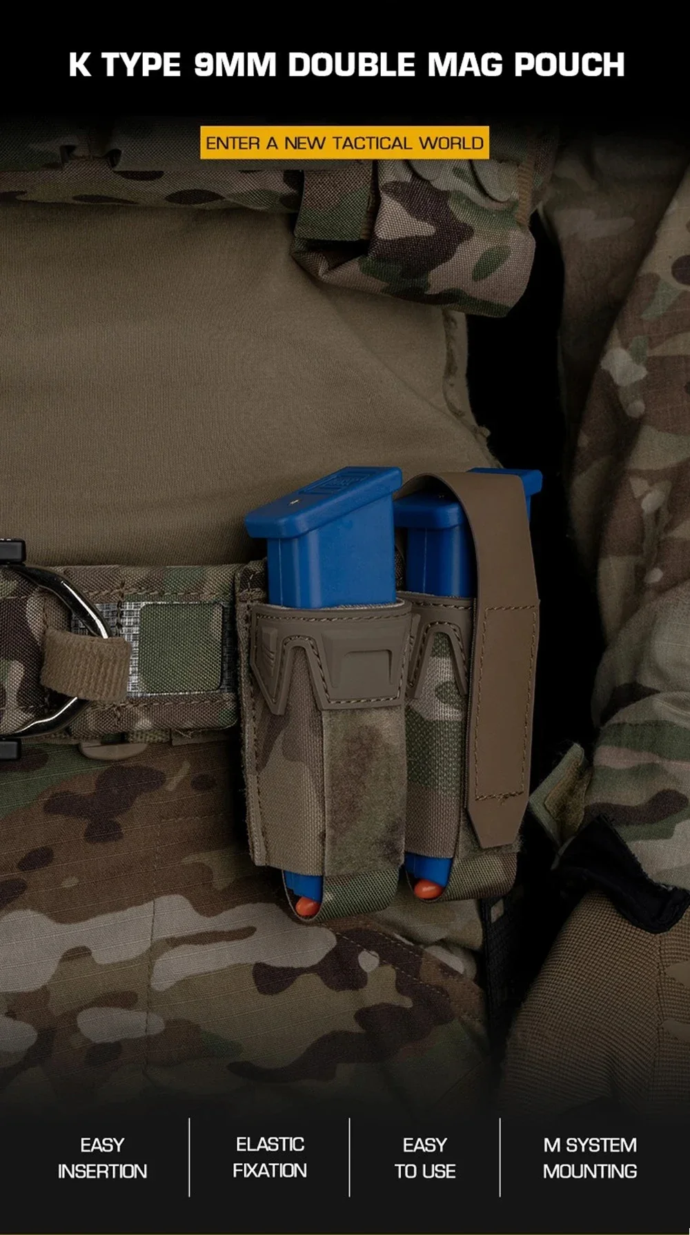 Funda tipo K para cargador de 9 mm CLUSGO en Cordura