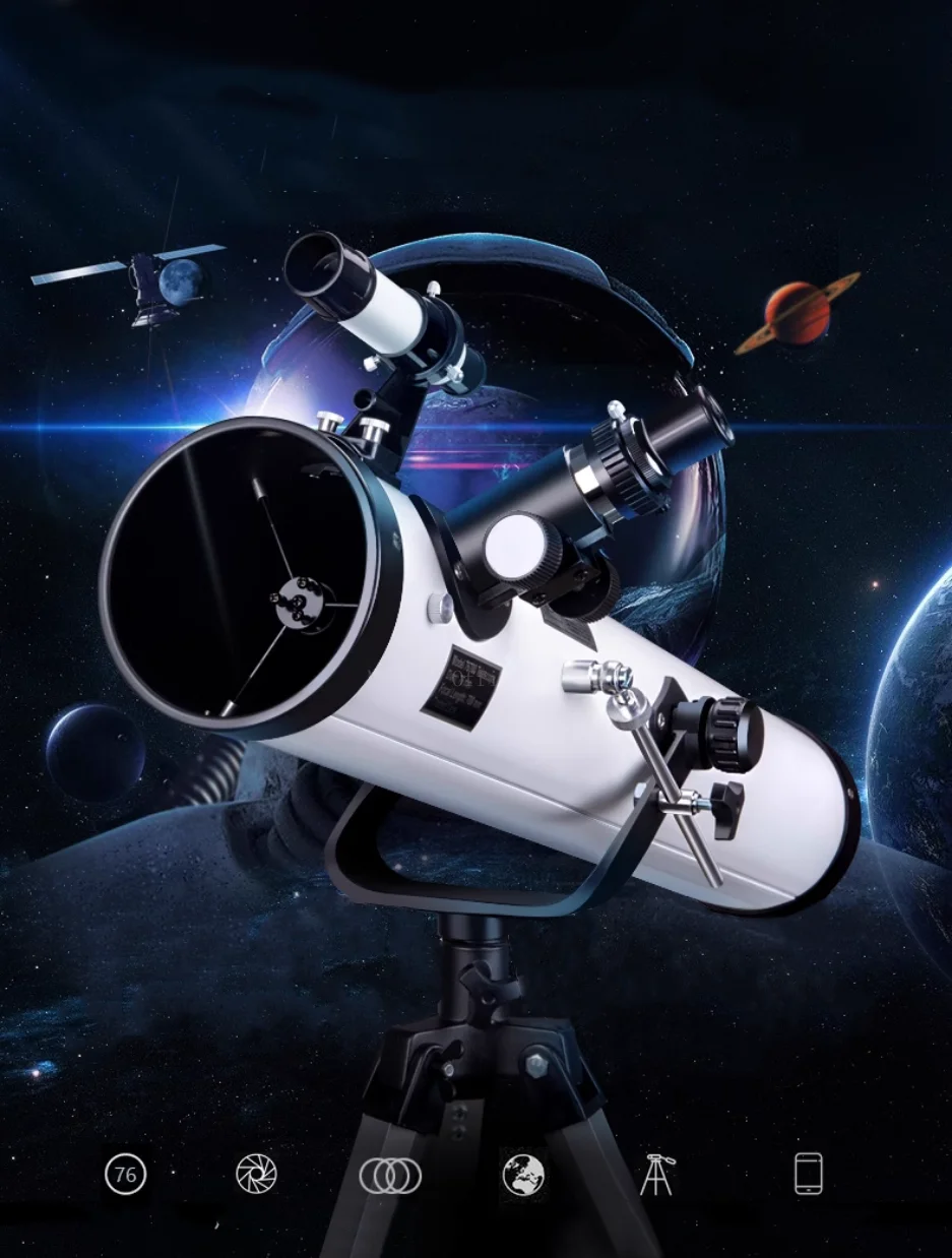Telescopio astronómico montado con trípode