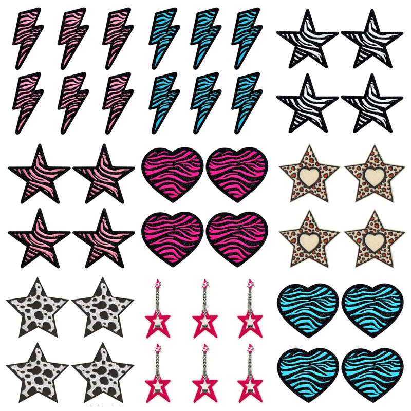 Parche termoadhesivo bordado rayos y estrellas rock con animales