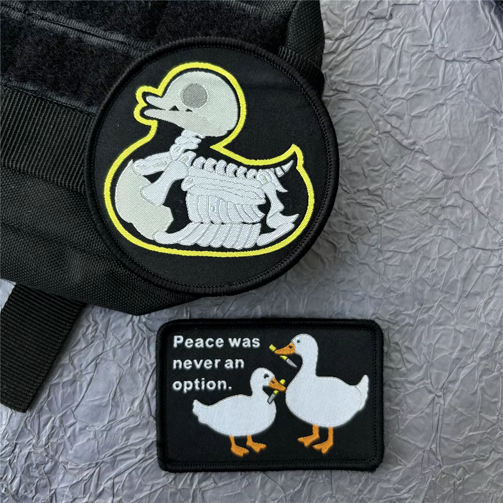 Parche táctico de tela de pato visto de cerca