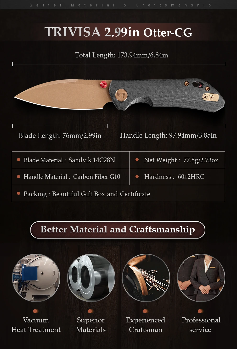 Mango G10 y acabado para agarre firme