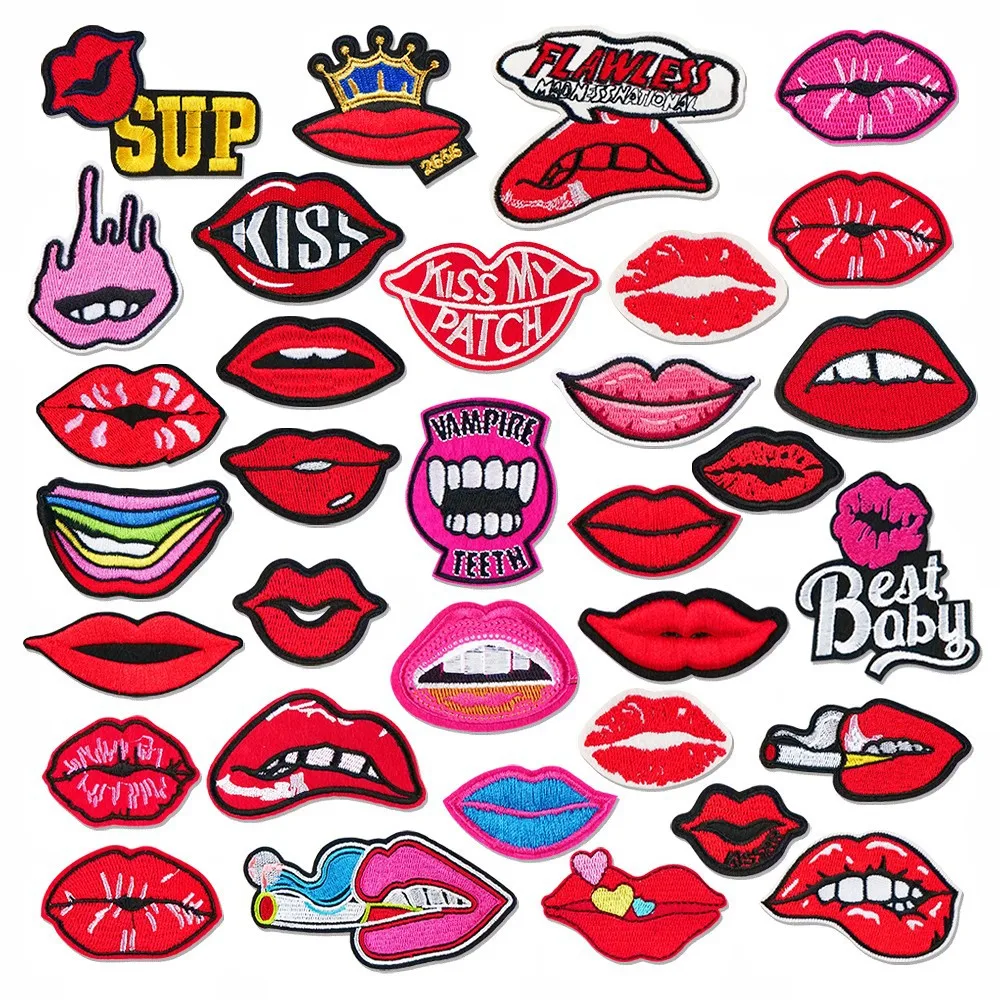 Parche para planchar labios rojos – motivo beso termoadhesivo - imagen 5