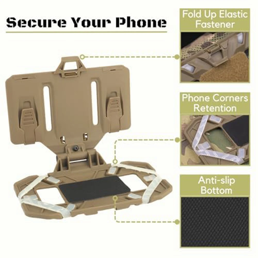Chaleco táctico MOLLE airsoft con soporte plegable para teléfono - imagen 4