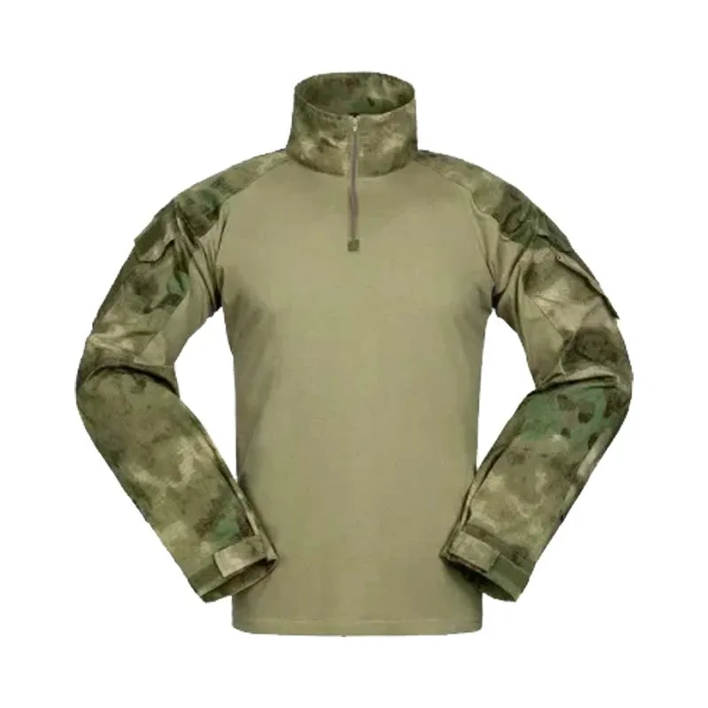 Camisa táctica camuflaje de manga larga con cremallera frontal
